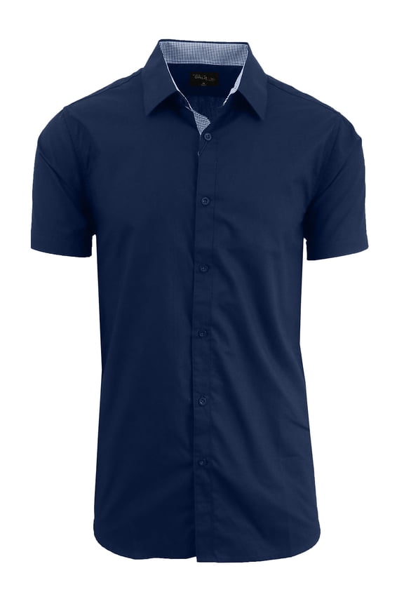 Men's Short Sleeve Slim-Fit Solid Dress Shirts
