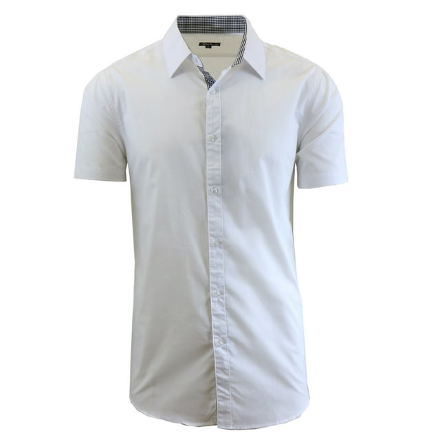 Men's Short Sleeve Slim-Fit Solid Dress Shirts - Walmart.com