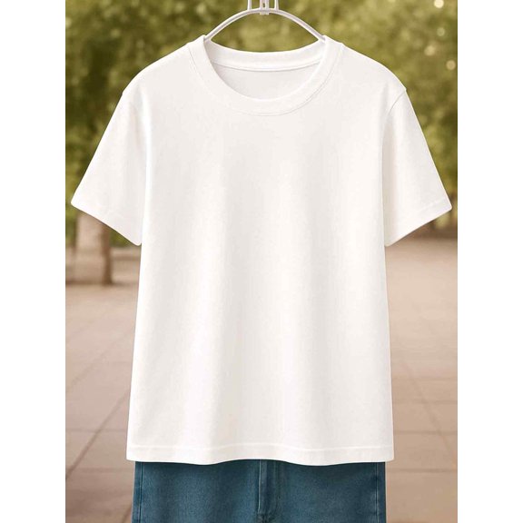 Men's Short Sleeve Solid Crew Neck Minimalist Regular-Fit Classic Basic Tee (S-3XL)