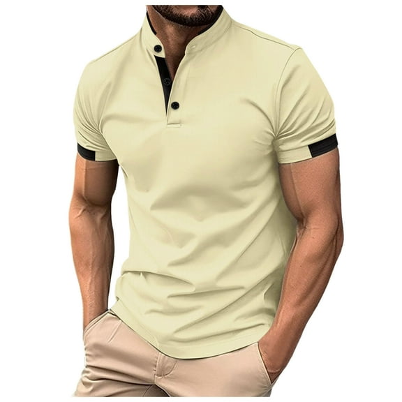 Men's Short Sleeve Summer Casual Patchwork T Shirt Holiday Shirts for Beach Vacation Street Style