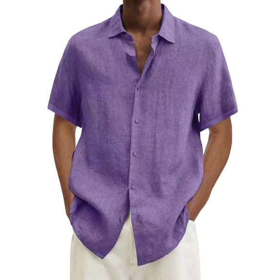 Men's Short Sleeve Summer Tshirts Lapel Button Down Print Workout Tees Shirt Plus Size Stretch Shirts Lapel Button Tops