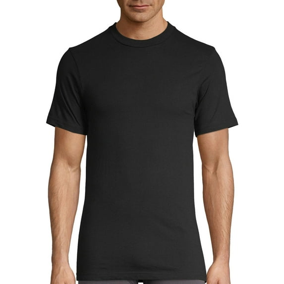 Men's Short Sleeve Supreme Crew Neck 100% Cotton Tag-less T-Shirt Big & Tall Sizes Available (Black, L, 2Pack)