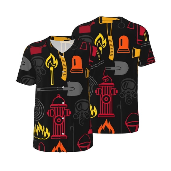 Men's Short Sleeve T-Shirt Athletic Team Uniform for Baseball Basketball, Firefighting Items Fire Firefighter Fighter