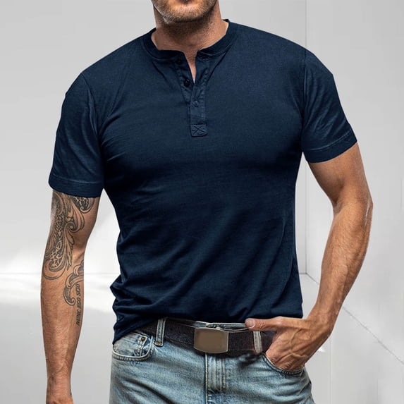 Men's Short Sleeve T-Shirt, Basic Cotton Tee, Casual Solid Color Crew Neck Top for Daily Wear