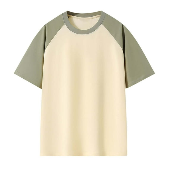 Men's Short Sleeve T Shirt Color Block Crew Neck Casual Tee Tops