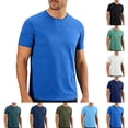 thumbnail image 1 of Men's Short Sleeve T-Shirt Polyester Training Top Quick Dry Breathable Athletic Workout Tee Round Neck Solid Color Running Fitness Gym Casual Daily | Zenithor,Army Green 5XL, 1 of 8