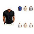 thumbnail image 1 of Men's Short Sleeve T-ShirtWaffle Henley , Contrast Stitching Raglan Sleeve Breathable Summer Casual Top,Black,S, 1 of 7