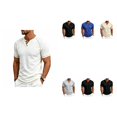 thumbnail image 1 of Men's Short Sleeve T-ShirtWaffle Henley , Contrast Stitching Raglan Sleeve Breathable Summer Casual Top,White,S, 1 of 7