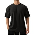 thumbnail image 1 of Men's Short Sleeve T Shirts Basic Round Neck Shirt Casual Ribbed Tops Loose Fit Textured Tees Shirts Summer Clothes, 1 of 6