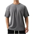 thumbnail image 1 of Men's Short Sleeve T Shirts Basic Round Neck Shirt Casual Ribbed Tops Loose Fit Textured Tees Shirts Summer Clothes, 1 of 4