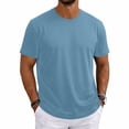 thumbnail image 1 of Men's Short Sleeve T-Shirts Classic Basic Tees Casual Crewneck Pullover Tops Light Blue S, 1 of 7