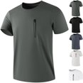 thumbnail image 1 of Men's Short Sleeve T-Shirts Performance Zipper Pocket Athletic Tee Quick Dry Workout Top Moisture Wicking Cool Ice Silk Shirt for Running Training Hiking, 1 of 8