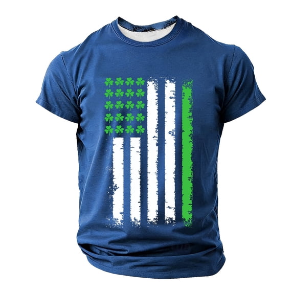 Men's Short Sleeve T-Shirts St. Patrick's Day Shamrock Flag Graphic Tees Shirts Fitness Sports Blouse