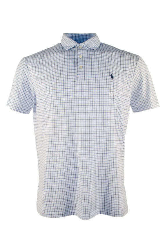 Men's Short Sleeve Tatersall Jersey Polo Shirt BT Small