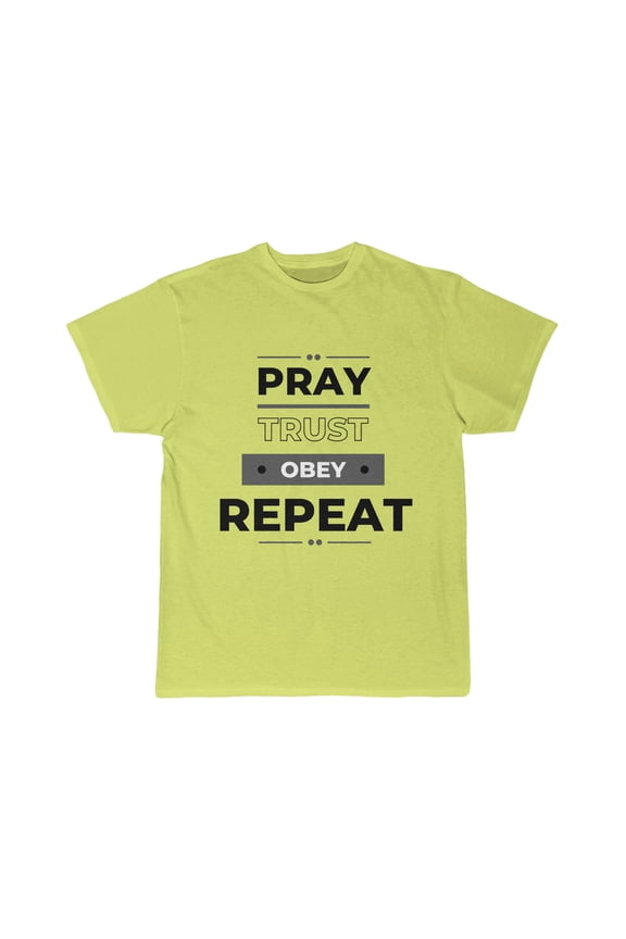 Men's Short Sleeve Tee | Pray, Trust, Obey, Repeat - Religious T-shirt