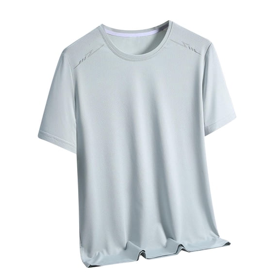 Men's Short Sleeve UPF 50+ T-Shirt Quick Dry Mesh Breathable Workout Athletic Running Swim Tops Tee Rash Guard Performance Shirts Big and Tall Size M-5XL Gray