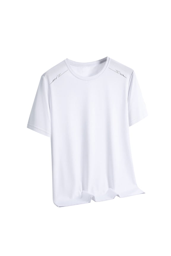 Men's Short Sleeve UPF 50+ T-Shirt Quick Dry Mesh Breathable Workout Athletic Running Swim Tops Tee Rash Guard Performance Shirts Big and Tall Size M-5XL White