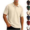 thumbnail image 1 of Men's Short Sleeve Waffle Knit Golf Shirt Raglan Tee Moisture Wicking 3-Button Placket Collared Top Summer Casual Business Performance Tennis Shirt Solid Color Classic Fit, 1 of 8