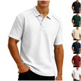 thumbnail image 1 of Men's Short Sleeve Waffle Knit Golf Shirt Raglan Tee Moisture Wicking 3-Button Placket Collared Top Summer Casual Business Performance Tennis Shirt Solid Color Classic Fit, 1 of 8