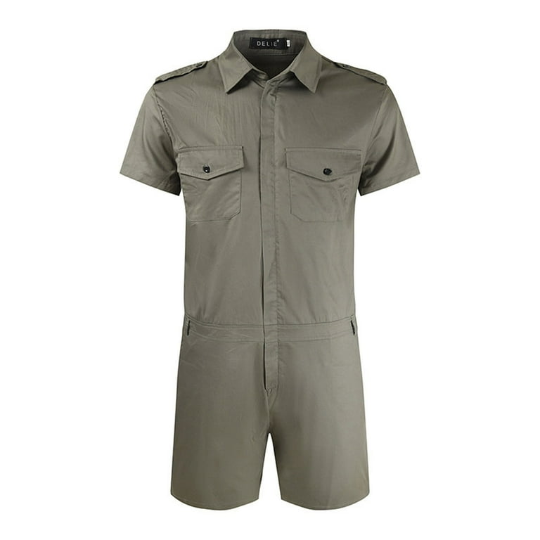 Men's Short Sleeve Zip-front Coverall,Wrinkle Resistant Work