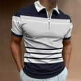 thumbnail image 1 of Men's Short Sleeve Zipper Polo Shirt Color Blocking Tops, 1 of 5