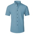 thumbnail image 1 of Men's Short-Sleeved Shirt Summer Lapel Button Down Solid Color Workout Tees Shirt Casual Cool Vacation Button Down Tops, 1 of 2