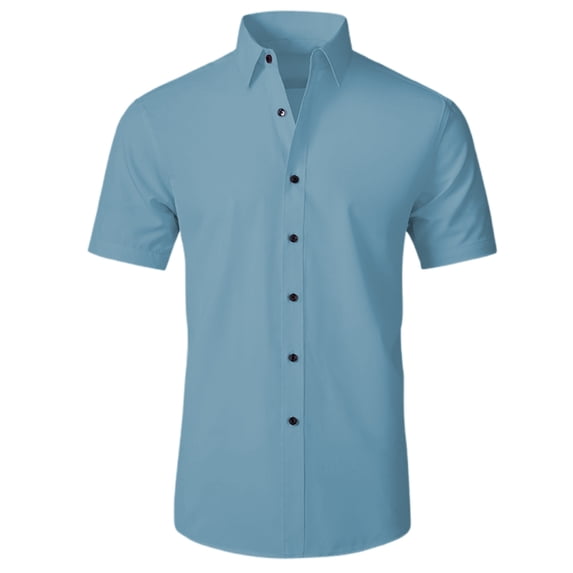 Men's Short-Sleeved Shirt Summer Lapel Button Down Solid Color Workout Tees Shirt Casual Cool Vacation Button Down Tops