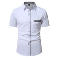 thumbnail image 1 of Men's Short-Sleeved Shirt Summer Lapel Neck Solid Color Blouse Tropical Beach Shirt Loose Hawaiianss Short Sleeve Work Shirts for Men, 1 of 3