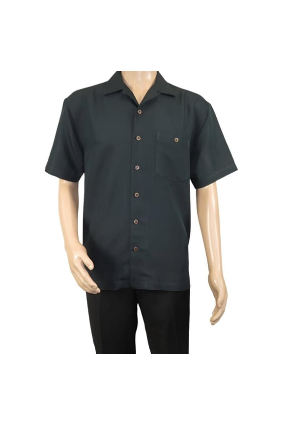 Men's Short Sleeves Summer Shirt by Indygo Smith Soft Rayon Blend 828-92 Black