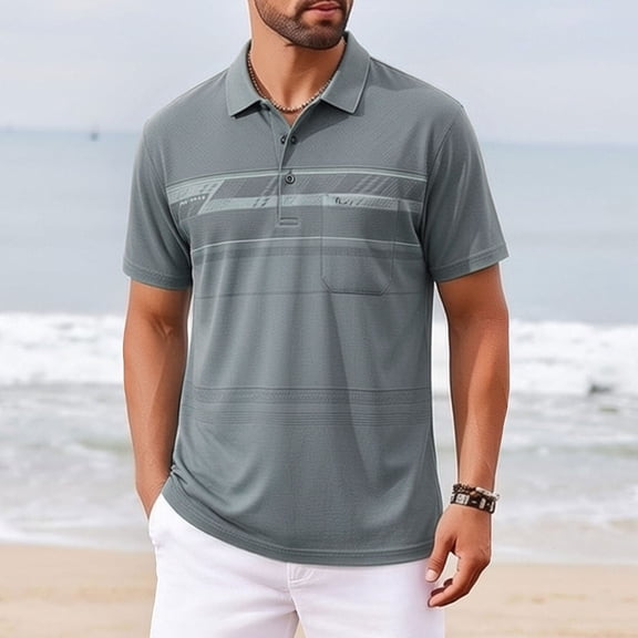 Men's Short-sleeved Shirt Turn-down Collar Sporty Business Style Sun Protection Top
