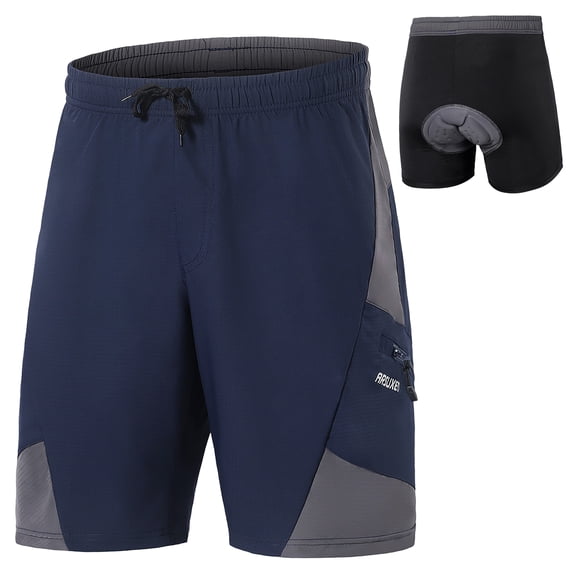 Men's Shorts 2 in 1 Padded Bike Shorts with Pockets for Training and Cycling