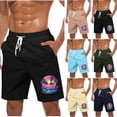 thumbnail image 1 of Men's Shorts Athletic Men Running Shorts Lee Cargo Shorts for Men Running Shorts Men Casual Fashion Print Shorts With Pockets Elastic Waist Beach Pants Dark Blue XXXL, 1 of 5
