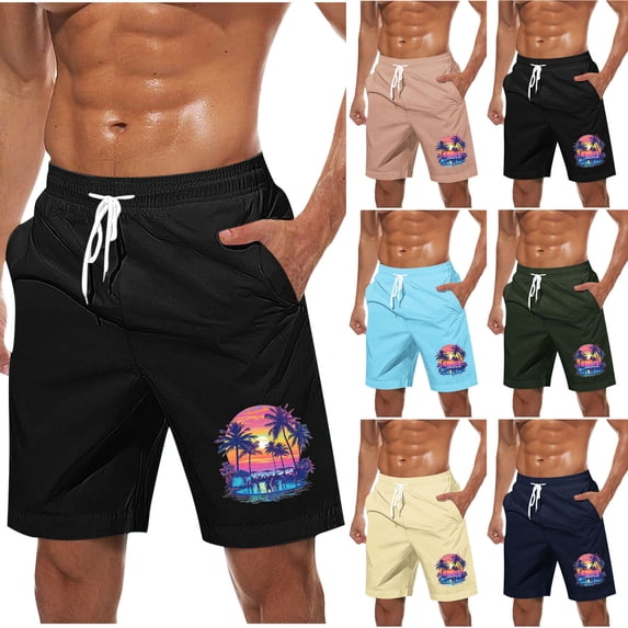 Men's Shorts Athletic Men Running Shorts Lee Cargo Shorts for Men Running Shorts Men Casual Fashion Print Shorts With Pockets Elastic Waist Beach Pants Pink S