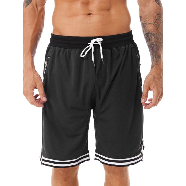 Men's Shorts Basketball Athletic Hot Pants Gym Sport Shorts Zipper Pocket Desin
