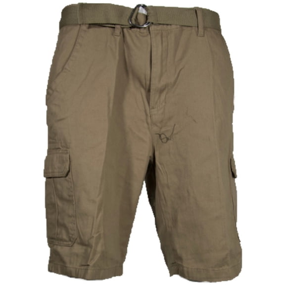 Men's Shorts Belted Adjustable Cargo Casual Lightweight Multi Pocket Bottoms, Tan, 34