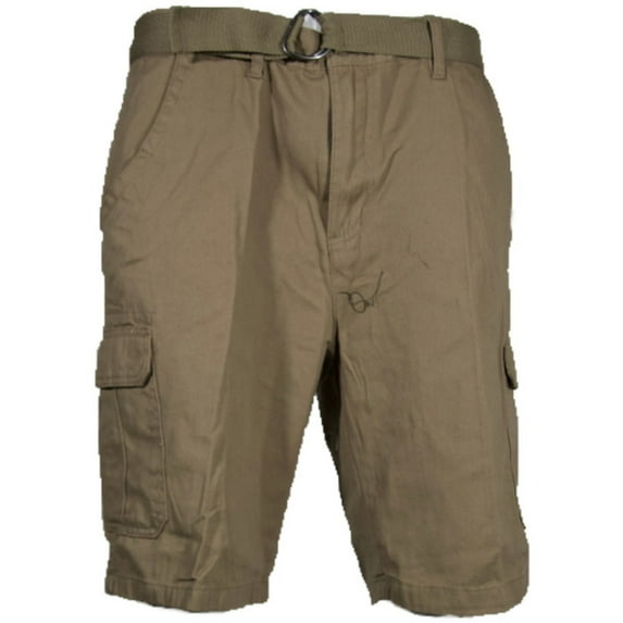 Men's Shorts Belted Adjustable Cargo Casual Lightweight Multi Pocket Bottoms, Tan, 36