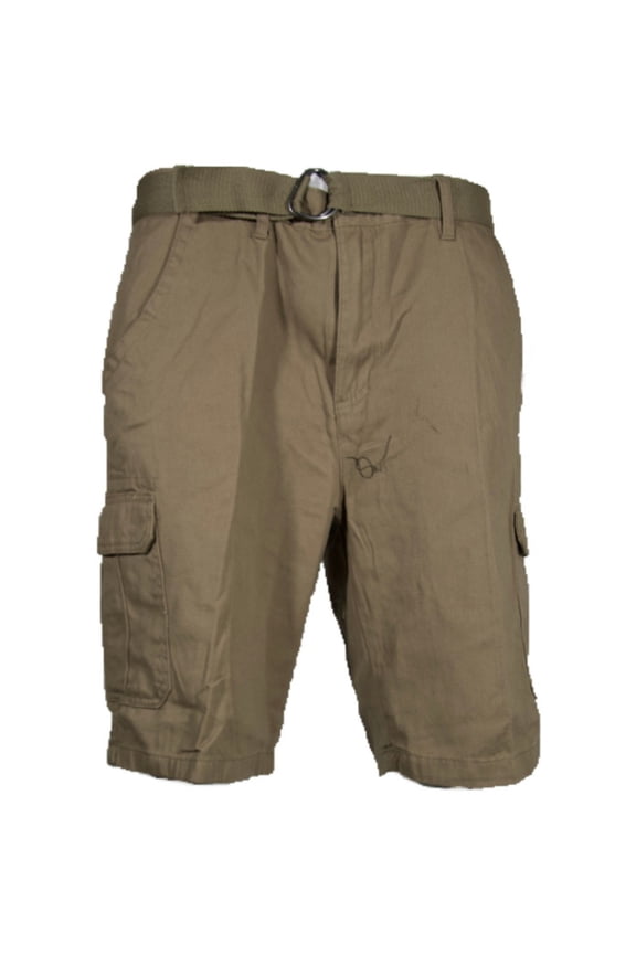 Men's Shorts Belted Adjustable Cargo Casual Lightweight Multi Pocket Bottoms, Tan, 38