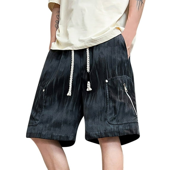 Men's Shorts Cargo Camo for Summer Season Solid Color Workwear Shorts Outdoor Casual Multi Pocket Five Quarter Pants