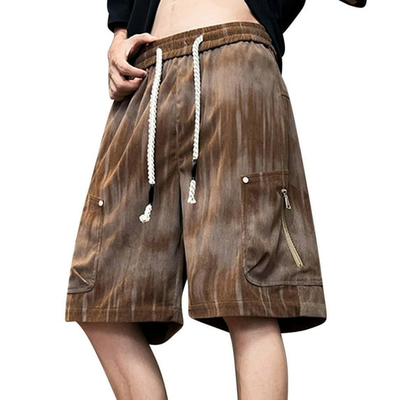 Men's Shorts Cargo Camo for Summer Season Solid Color Workwear Shorts Outdoor Casual Multi Pocket Five Quarter Pants