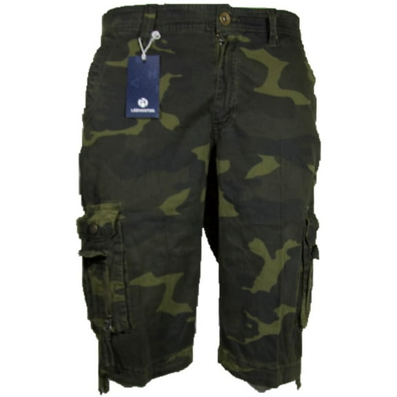 Men's Shorts Cargo Casual Lightweight Summer Multi Pocket Comfortable Bottoms, Green Camo, 34