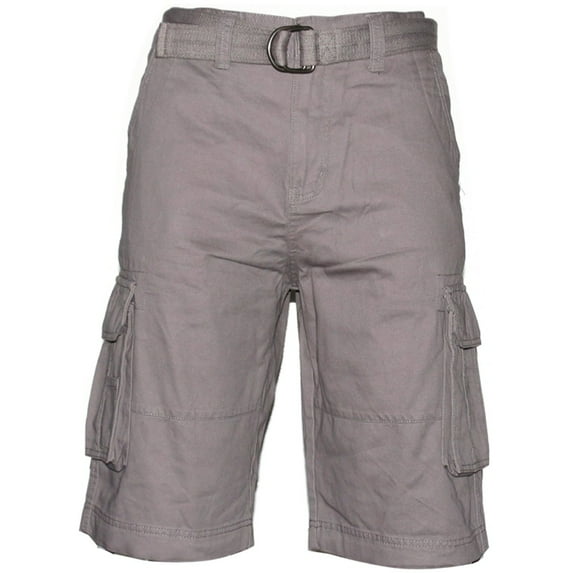 Men's Shorts Cargo Pocket Casual Lightweight Cotton Active Belted Cargo Shorts, Grey, 46