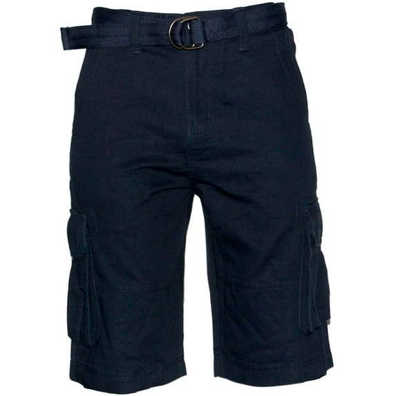 Men's Shorts Cargo Pocket Casual Lightweight Cotton Active Belted Cargo Shorts, Navy, 38