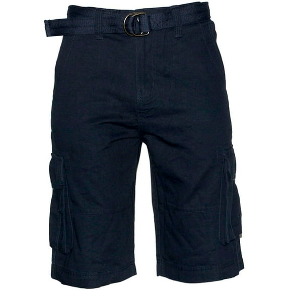 Men's Shorts Cargo Pocket Casual Lightweight Cotton Active Belted Cargo Shorts, Navy, 48