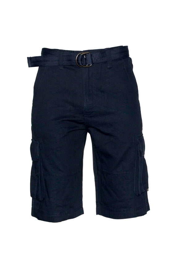 Men's Shorts Cargo Pocket Casual Lightweight Cotton Active Belted Cargo Shorts, Navy, 50