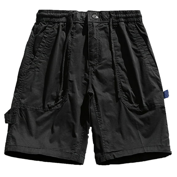 Men's Shorts Cargo Shorts Multi-Pockets Relaxed Summer Beach Shorts Pants Chores Para Hombre Black M