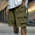thumbnail image 1 of Men's Shorts Cargo Under $10 Solid Color Workwear Shorts Outdoor Casual Multi Pocket Five Quarter Pants, 1 of 7