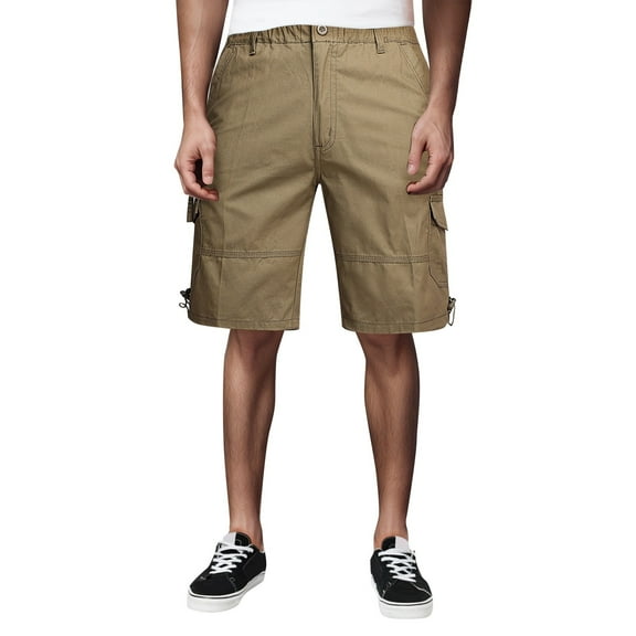 Men's Shorts Casual Bermuda Long Inseam Work Shorts with Multiple Pockets Brown XXXXXL