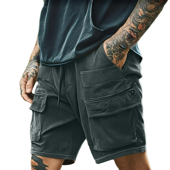 Men's Shorts Casual Bermuda Shorts Vintage Summer Wear Cargo Baggy Pants Green S