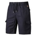 thumbnail image 1 of Men's Shorts Casual Classic Fit Drawstring Summer Beach Shorts with Elastic Waist and Pockets (Dark Blue,2XL), 1 of 8