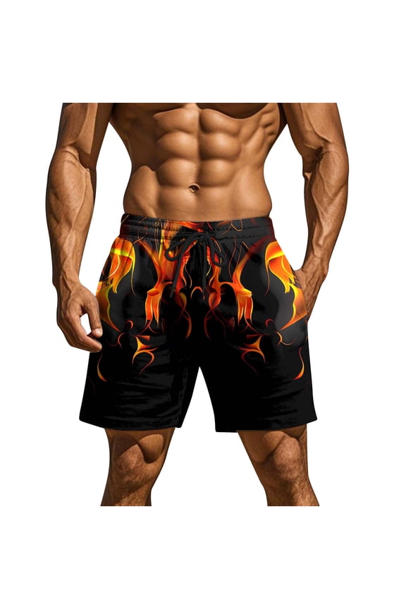 Men's Shorts Casual Classic Fit Drawstring Summer Beach Shorts with Elastic Waist and Pockets Gold XXXL